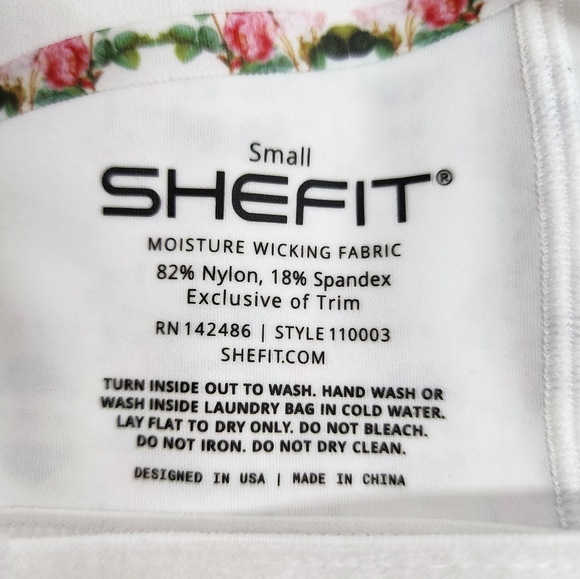 SHEFIT Flex Sports Bra White Pink Green Geometric Floral Print Size Smalll NWT - Picture 6 of 16
